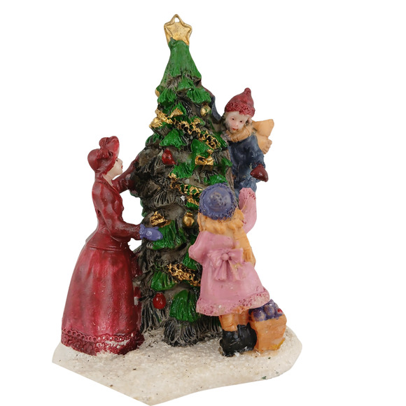 Holiday Time Victorian Family Decorating Christmas Tree Figurine 3.5" w/ Box - Picture 4 of 10